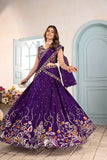 Royal Purple Embroidered Silk Lehenga Choli with Dupatta ✨🌸