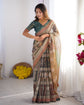 Karishma Beige & Bottle Green Saree
