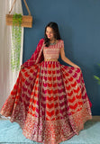 Pink & Orange Ombre Embroidered Work Lehenga Choli with Dupatta ✨🌺