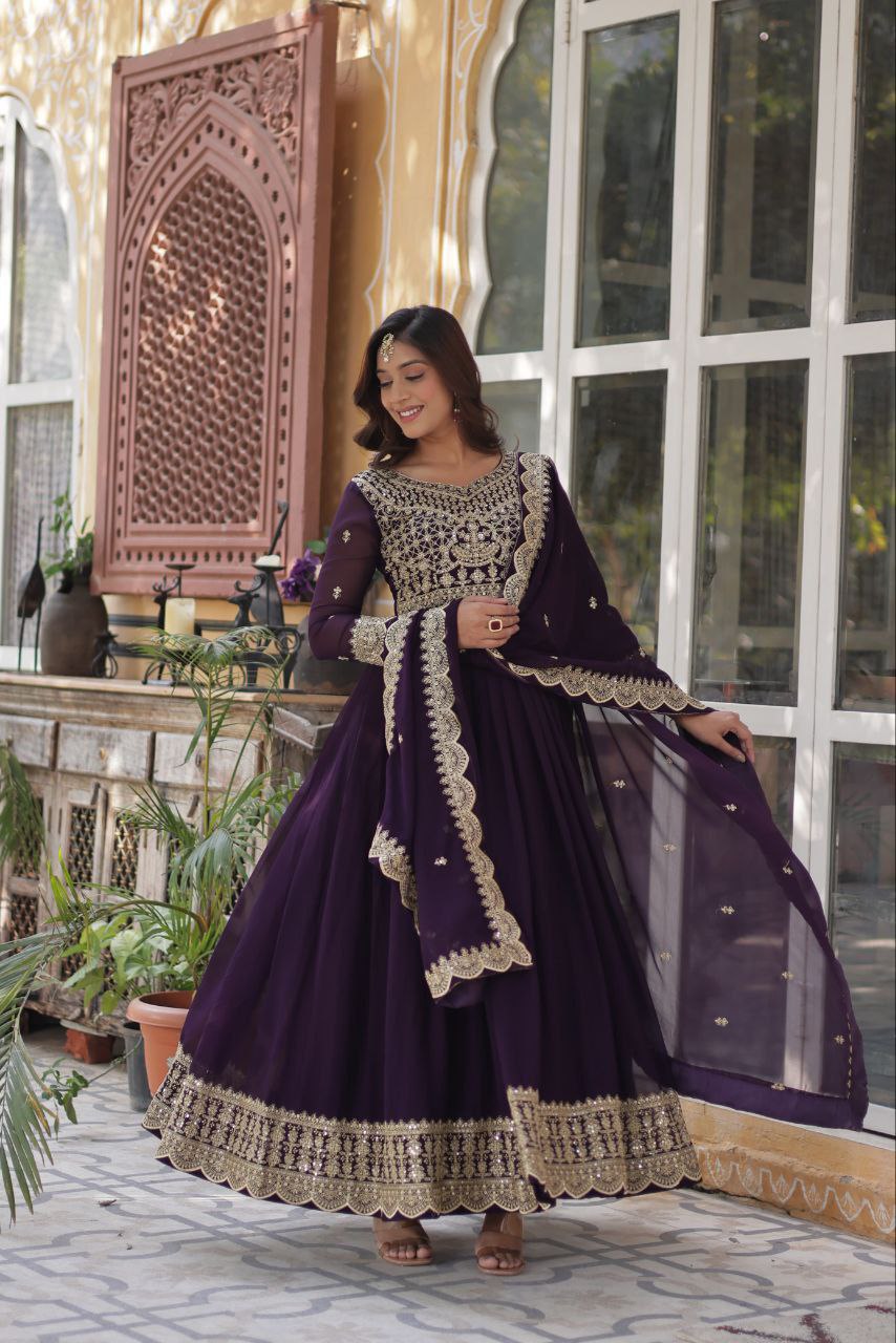 ✨ Embroidered Anarkali Set with Dupatta – Party & Festive Wear ✨