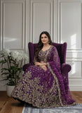 ✨ Regal Purple Embroidered Net Lehenga Set with Dupatta ✨