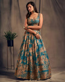 🌿 Teal Blue Floral Embroidered Lehenga Set ✨
