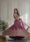 🌸 Magenta Embroidered Bridal Net Lehenga Set with Dupatta 🌸