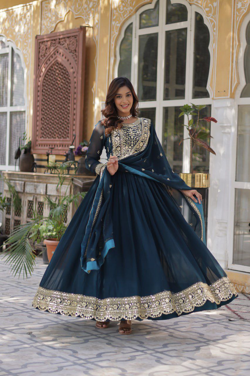 ✨ Embroidered Anarkali Set with Dupatta – Party & Festive Wear ✨