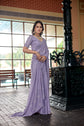 💜 Lavender Satin Fendy Saree with Swarovski and Beads Work