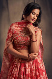 ❤️ Red Floral Embroidered Lehenga Set ✨