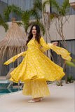 Sunny Yellow Printed Anarkali Set with Dupatta ☀️🌿