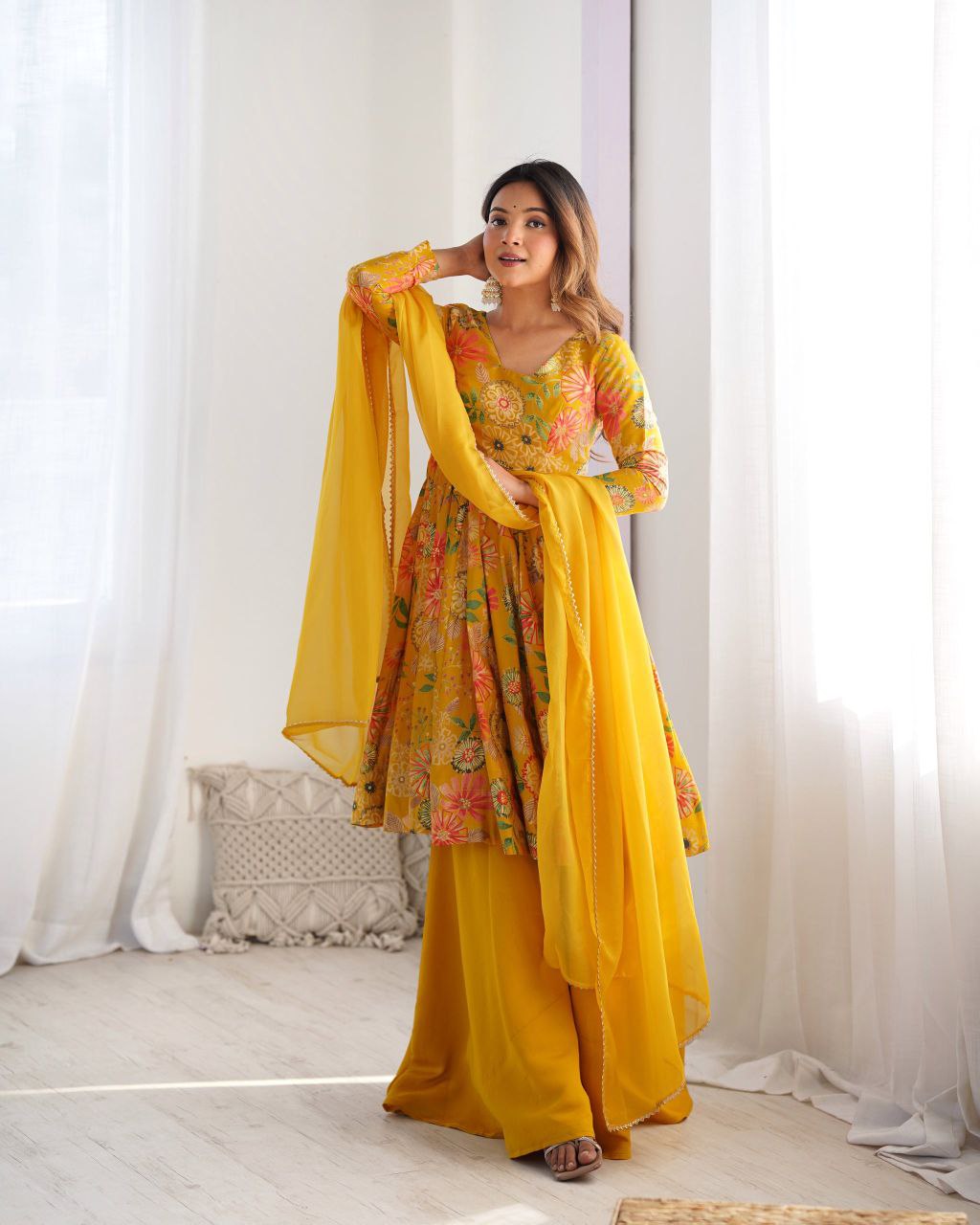 🌼 Sunshine Bloom Anarkali Co-ords Set