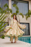 Pastel Green Floral Anarkali Set with Printed Dupatta 🌸💚