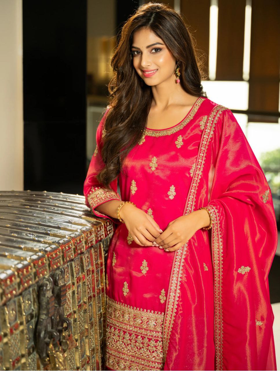 ❤️ Regal Red Embroidered Suit Set