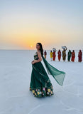 Emerald Green Floral Embroidered Lehenga Choli with Dupatta 🌿✨