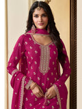 Magenta Embroidered Sharara Suit with Dupatta