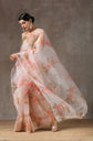 🌸 Blush Bloom Organza Saree – Romantic Florals in Motion