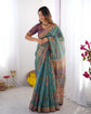 Meera Teal Printed Art Silk Saree