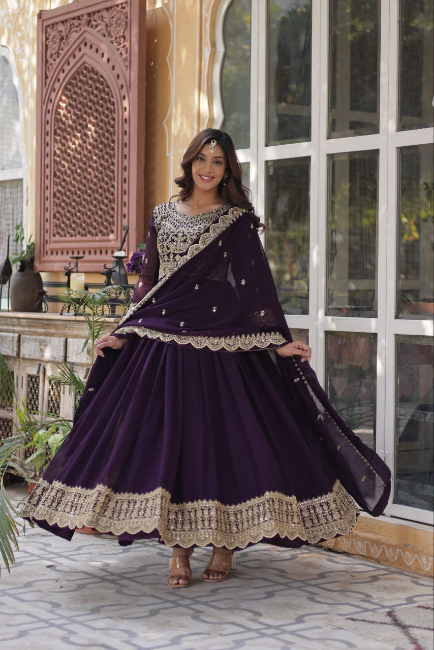 ✨ Embroidered Anarkali Set with Dupatta – Party & Festive Wear ✨