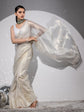 🕊️ Elegant Ivory Organza Saree with Subtle Sheen