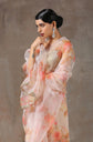 🌸 Blush Bloom Organza Saree – Romantic Florals in Motion