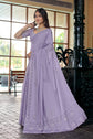 💜 Lavender Satin Fendy Saree with Swarovski and Beads Work