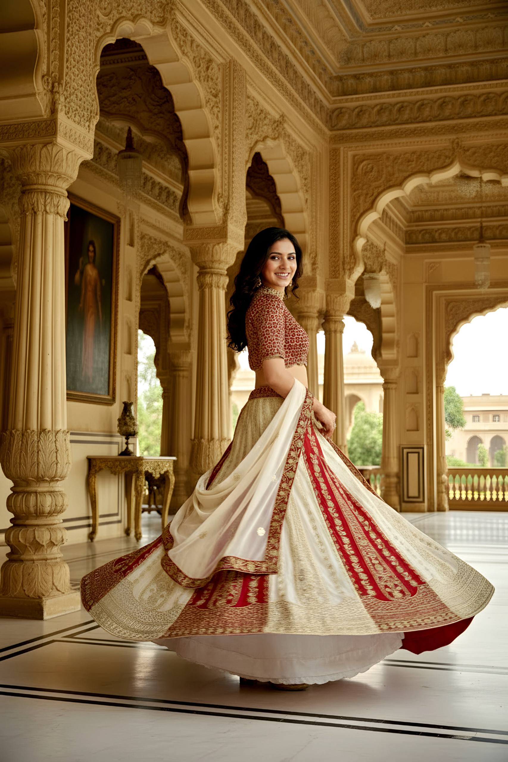 ❤️ Ivory & Red Embroidered Bridal Lehenga Set – Timeless Wedding Elegance ❤️