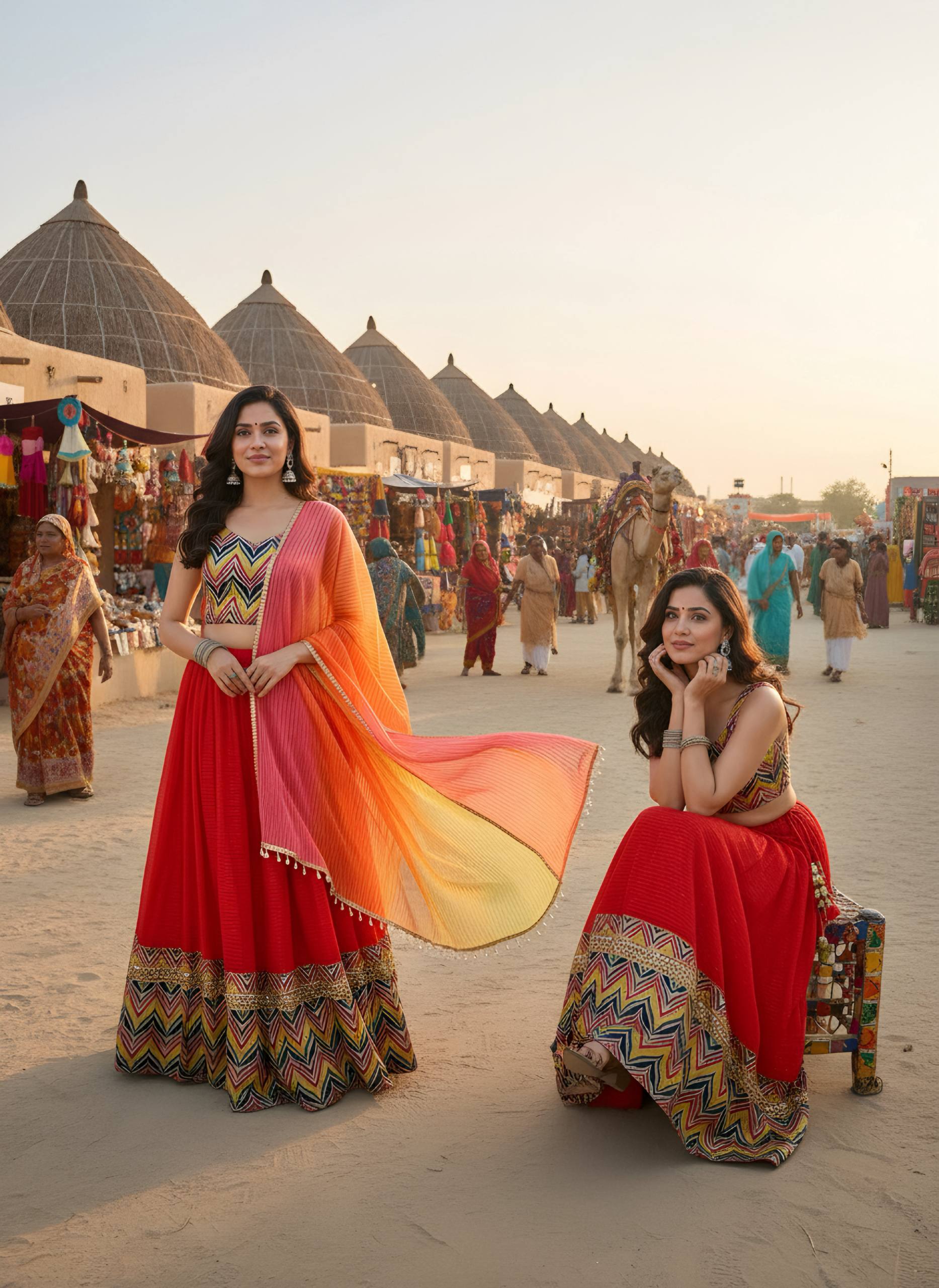Multicolor Chevron Embroidered Lehenga Choli with Ombre Dupatta 🌈✨