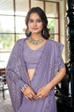 💜 Lavender Satin Fendy Saree with Swarovski and Beads Work