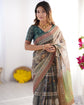 Karishma Beige & Bottle Green Saree
