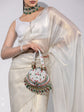 🕊️ Elegant Ivory Organza Saree with Subtle Sheen