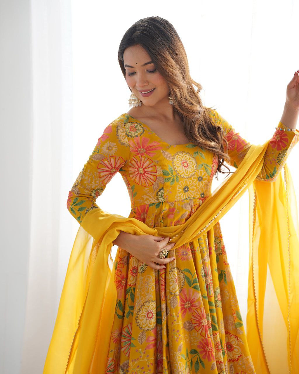 🌼 Sunshine Bloom Anarkali Co-ords Set