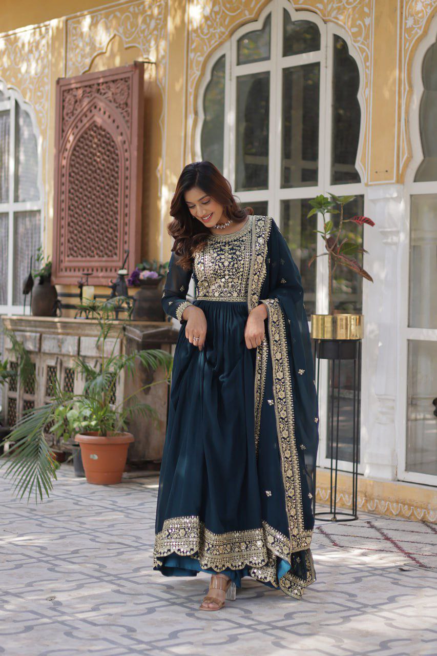 ✨ Embroidered Anarkali Set with Dupatta – Party & Festive Wear ✨