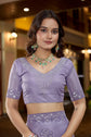 💜 Lavender Satin Fendy Saree with Swarovski and Beads Work
