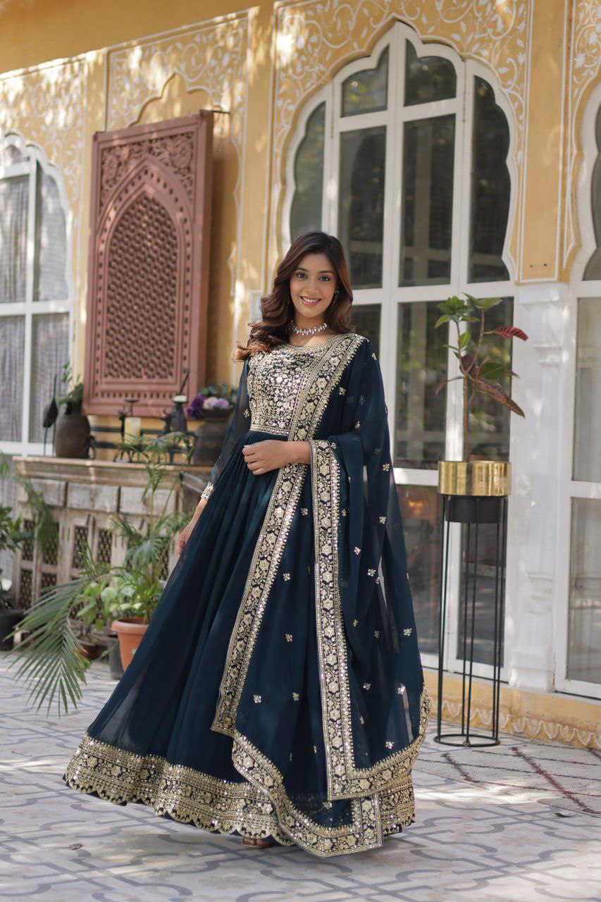 ✨ Embroidered Anarkali Set with Dupatta – Party & Festive Wear ✨
