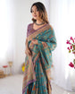 Meera Teal Printed Art Silk Saree