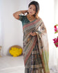 Karishma Beige & Bottle Green Saree