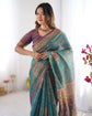 Meera Teal Printed Art Silk Saree