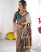 Karishma Beige & Bottle Green Saree