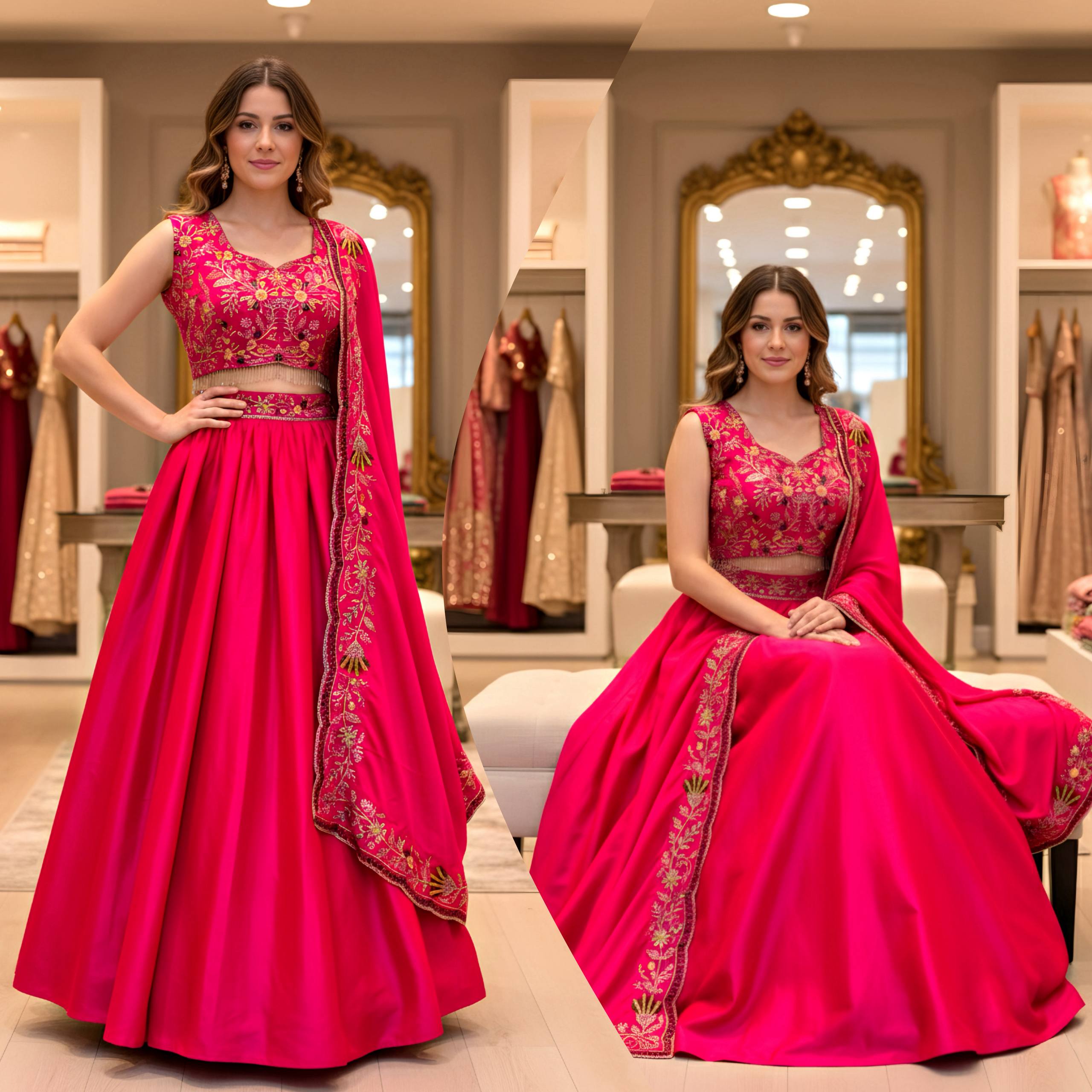 Radiant Fuchsia Embroidered Lehenga Set 🌸✨
