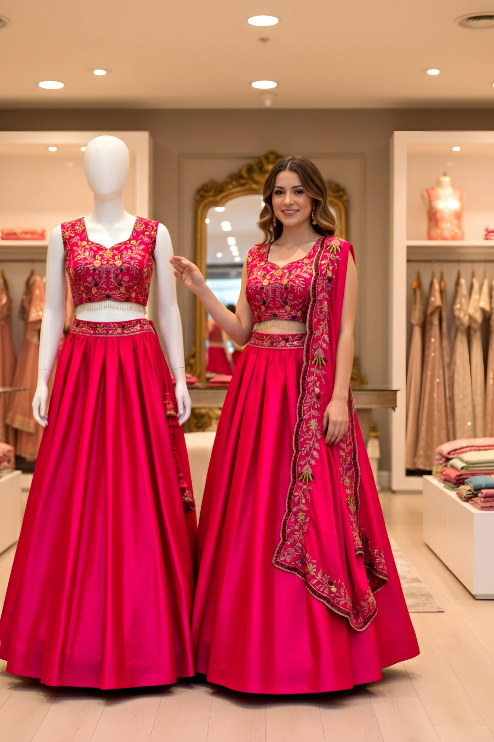 Radiant Fuchsia Embroidered Lehenga Set 🌸✨