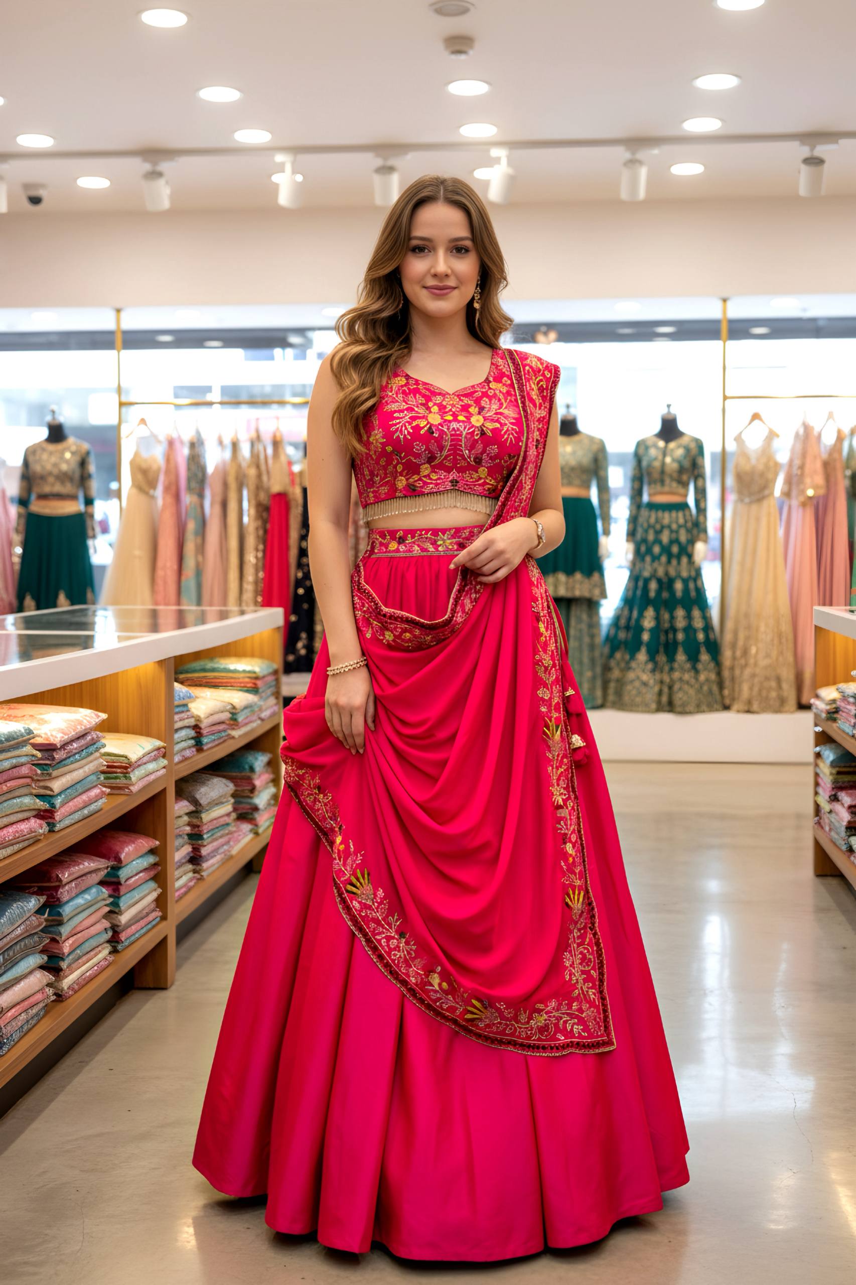 Radiant Fuchsia Embroidered Lehenga Set 🌸✨