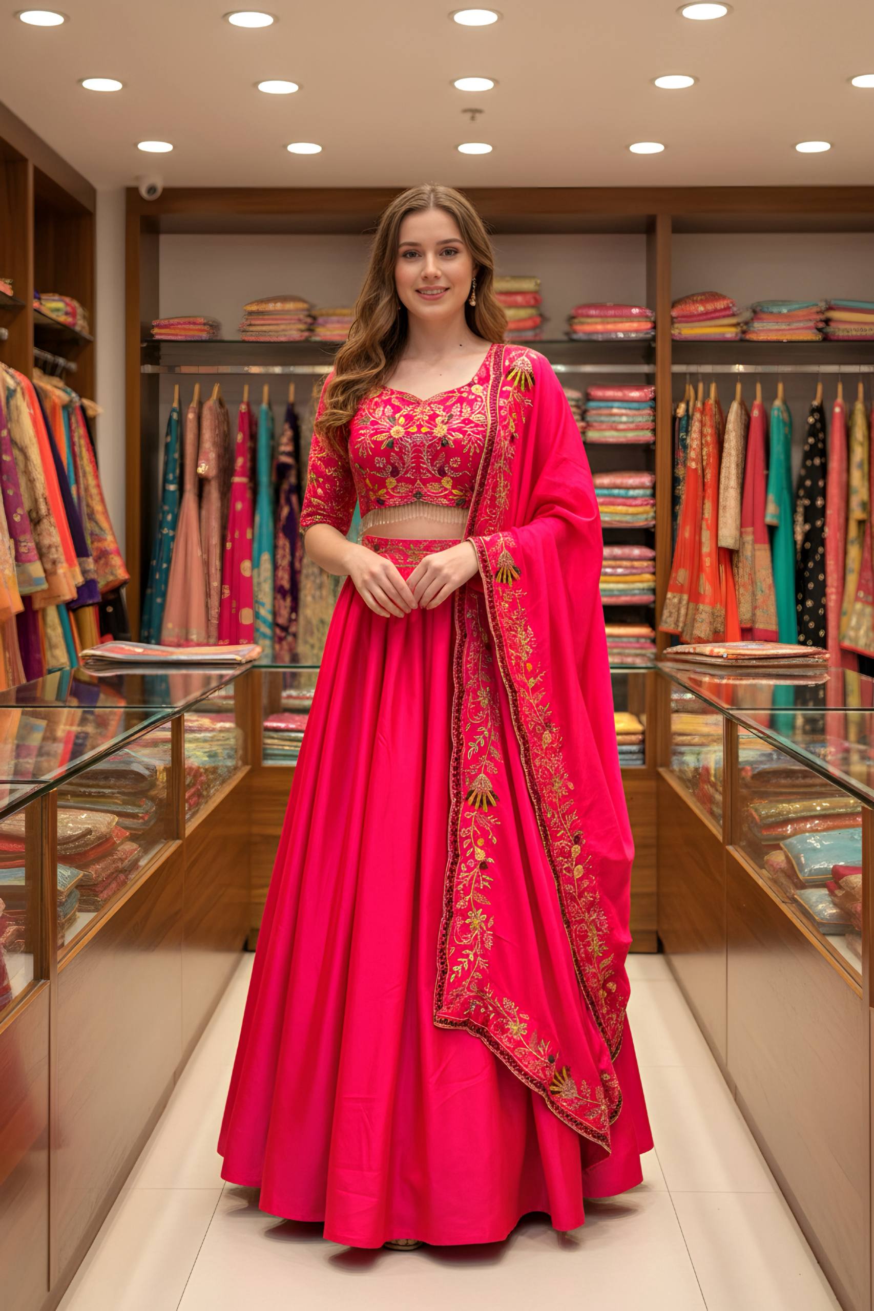 Radiant Fuchsia Embroidered Lehenga Set 🌸✨